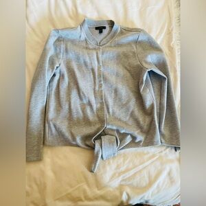 J Crew Jacket Tie Front Cardigan Sweater Snap Long Sleeve Shirt Gray Womens M